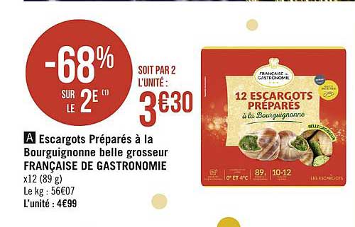 escargots préparés à la bourguignonne belle grosseur française de gastronomie