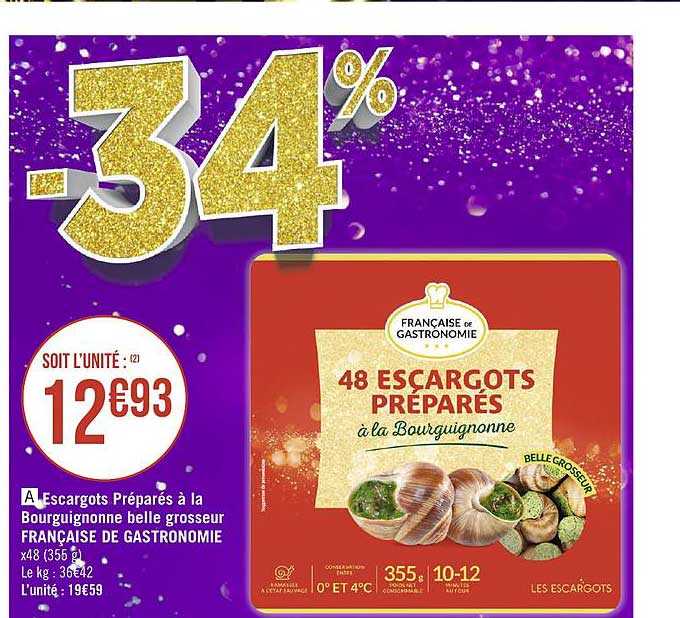 escargots préparés à la bourguignonne belle grosseur française de gastronomie