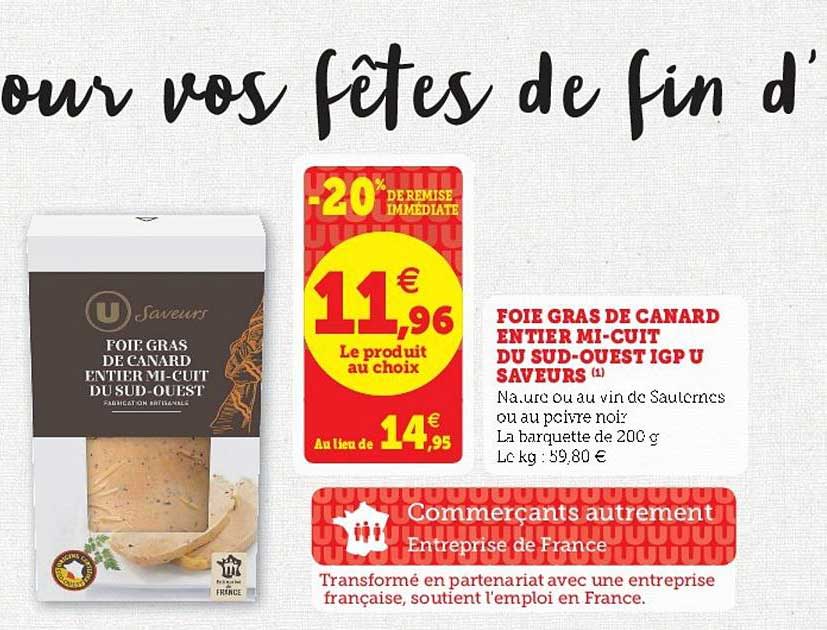 foie gras de canard entier mi-cuit du sud-ouest igp u saveurs