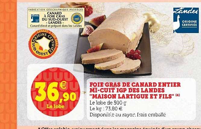 foie gras de canard entier mi-cuit igp des landes "maison lartigue et fils"