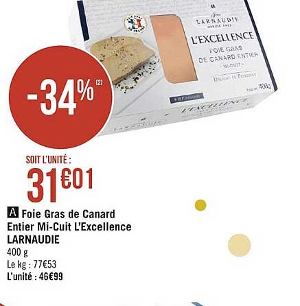 foie gras de canard entier mi-cuit l'excellence larnaudie