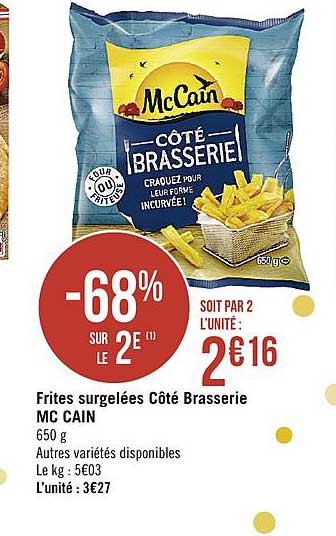 frites surgelées côté brasserie mc cain