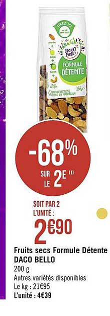 fruits sec formule détente daco bello