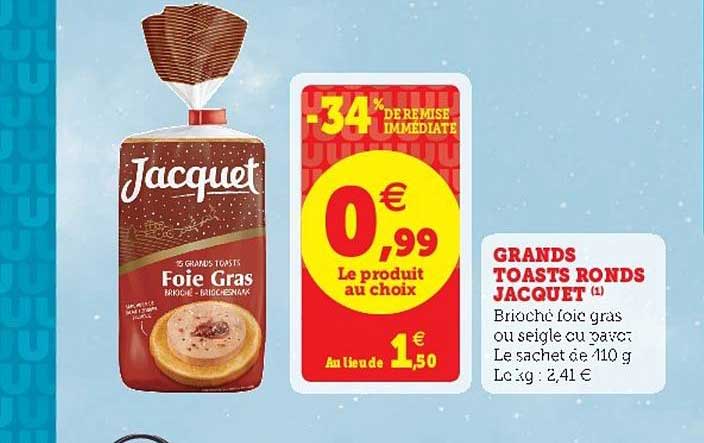 grands toasts ronds jacquet -34% de remise immédiate