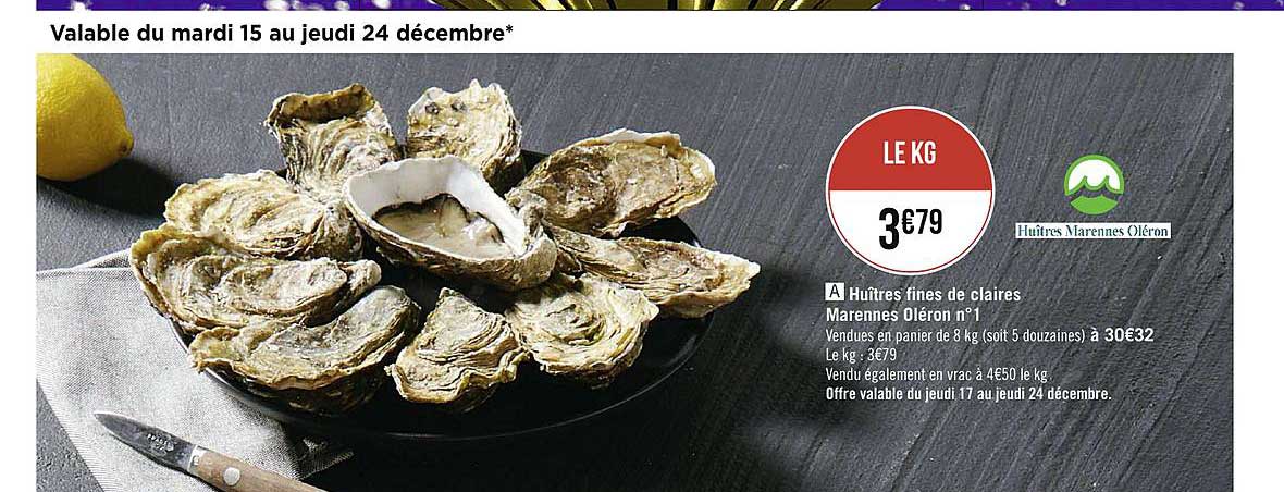 huîtres fines de claires marennes oléron n°1