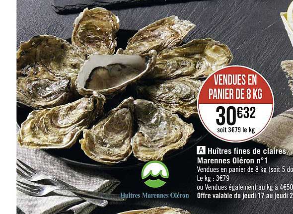 huîtres fines de claires marennes oléron n°1