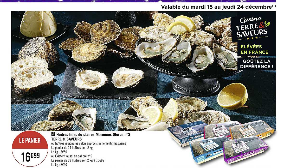 huîtres fines de claires marennes oléron n°3 terre & saveurs
