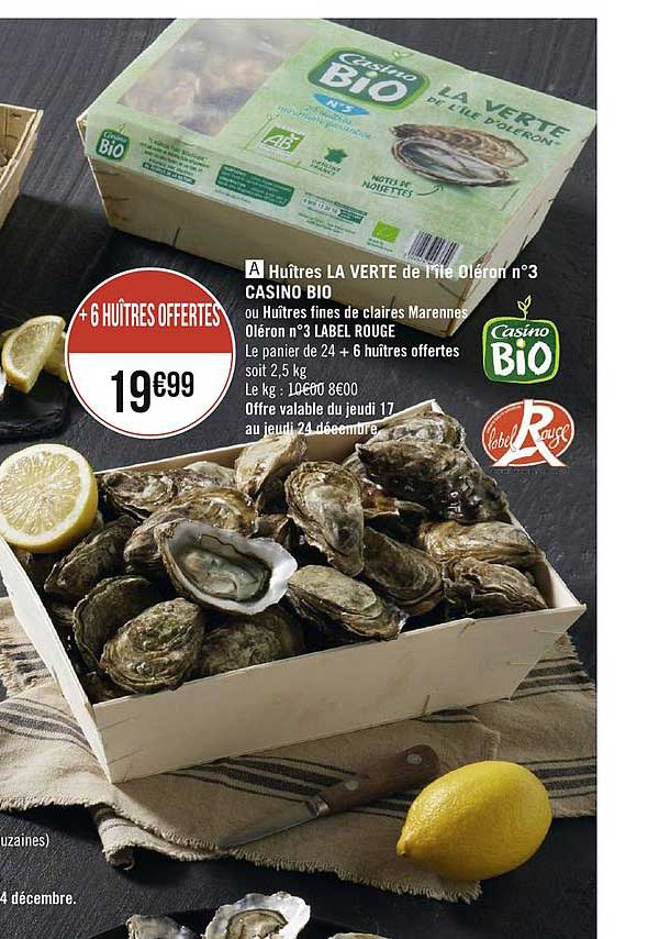 huîtres la verte de l'île oléron n°3 casino bio