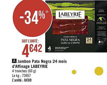 jambon pata negra 24 mois d'affinage labeyrie
