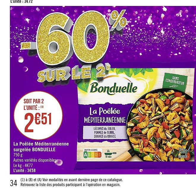 la poêlée méditerranéennes surgelée bonduelle