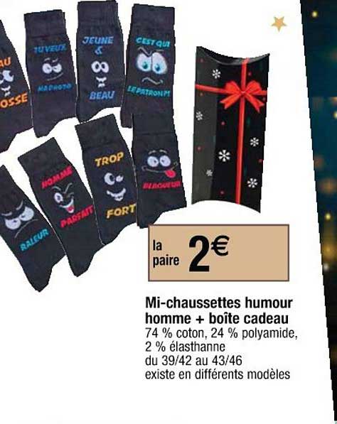 mi chaussettes humour homme + boîte cadeau