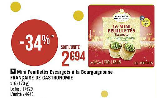 mini feuilletés escargots à la bourguignonne française de gastronomie