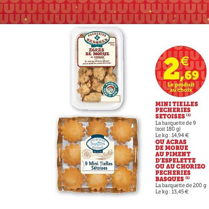 mini tielles pêcheries sétoises ou acras de morue au piment d'espelette ou au chorizo pêcheries basques