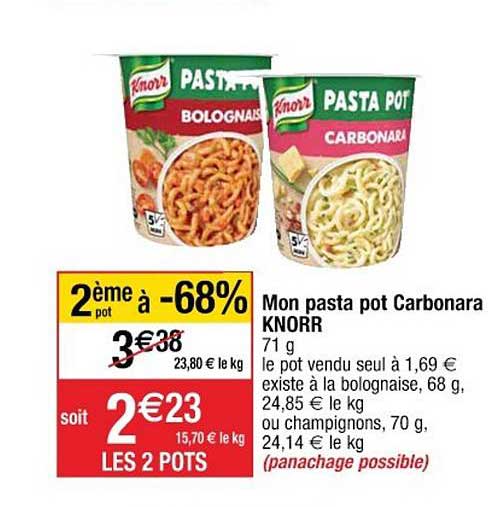 mon pasta pot carbonara knorr 2ème à -68%