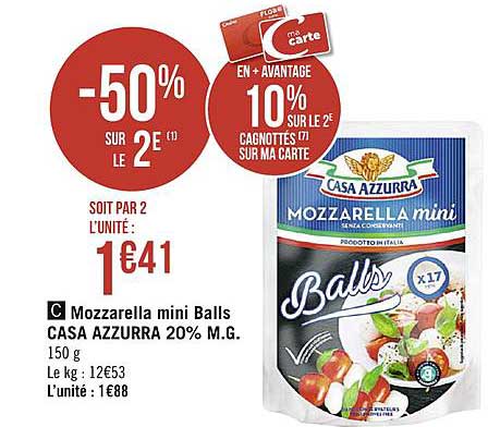 mozzarella mini balls casa azzurra 20% m.g.