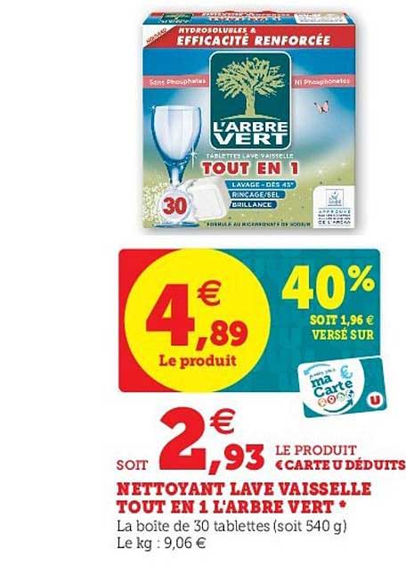 nettoyant lave vaisselle tout en 1 l'arbre vert