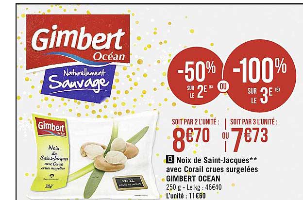 noix de saint-jacques avec corail crues surgelées gimbert océan