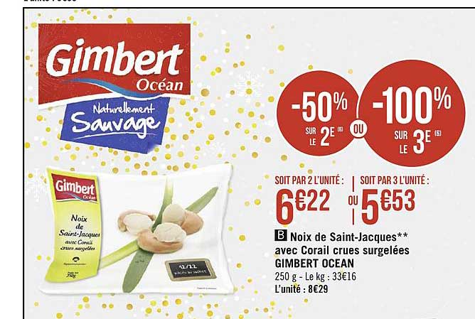 noix de saint-jacques avec corail crues surgelées gimbert ocean