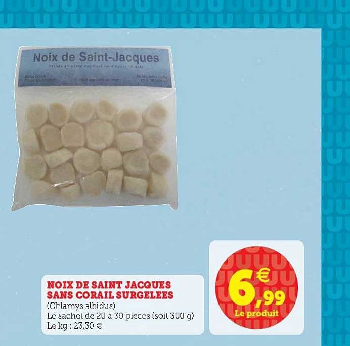 noix de saint jacques sans corail surgelées
