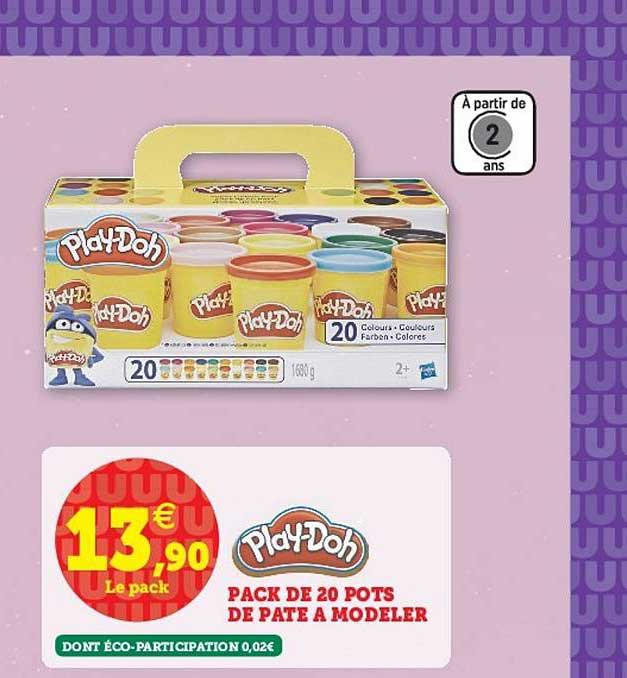 pack de 20 pots de pâte à modeler play-doh