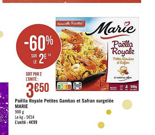 Paëlla Royale Petites Gambas Et Safran Surgelées Marie