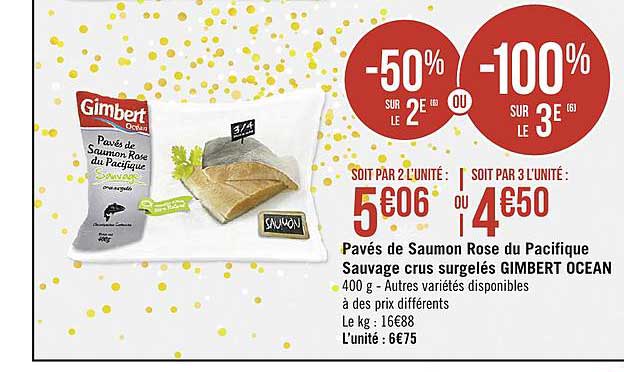 pavés de saumon rose du pacifique sauvage crus surgelés gimbert ocean