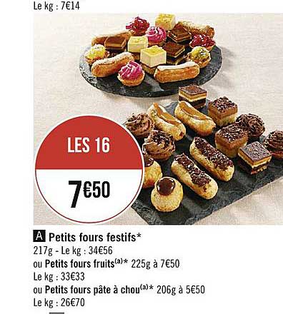 petits fours festifs ou petits fours fruits ou petits fours pâte à chou