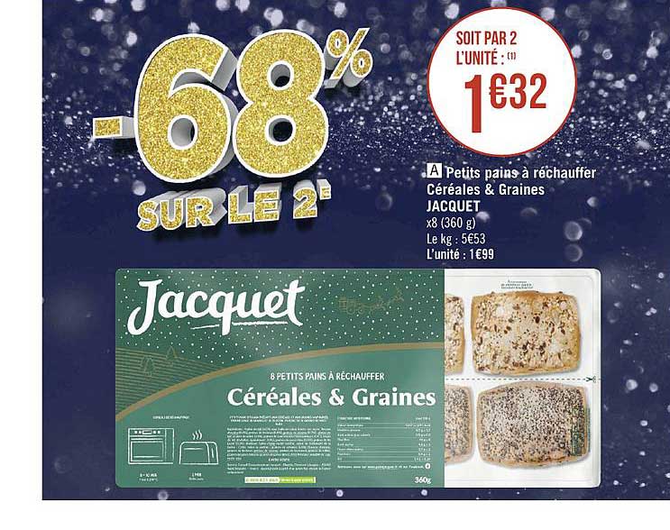 petits pains à réchauffer céréales & graines jacquet
