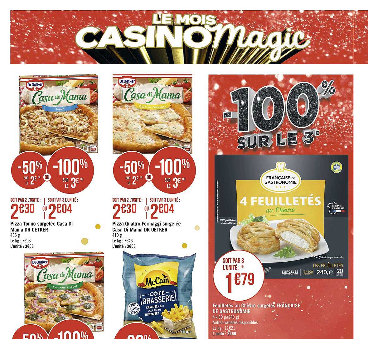 pizza tonno surgelée casa di mama dr oetker, pizza quarttro formaggi surgelée casa di mama dr oetker, feuilletés au chèvre surgelés française de gastronomie