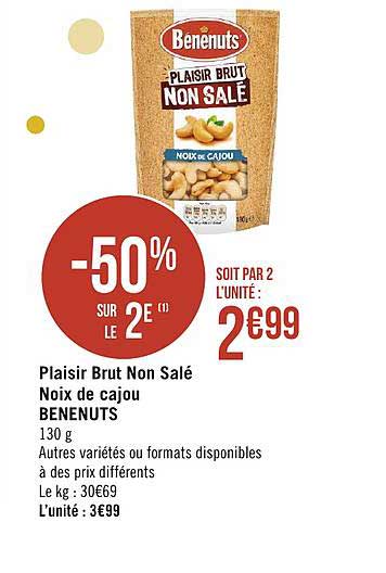 plaisir brut non salé noix de cajou bénenuts