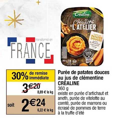 purée de patates douces au jus de clémentine créaline