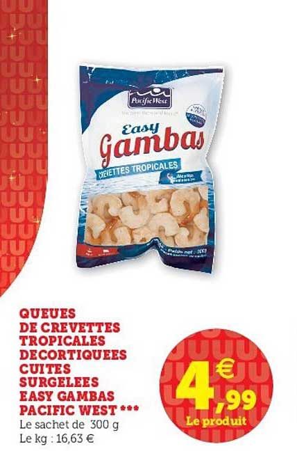 queues de crevettes tropicales décortiquées cuites surgelées easy gambas pacific west
