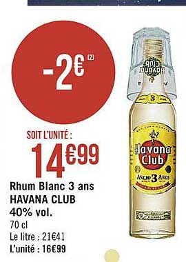 rhum blanc 3 ans havana club 40% vol.