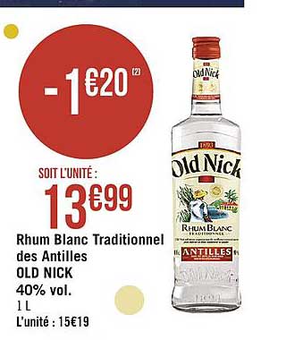 rhum blanc traditionnel des antilles old nick