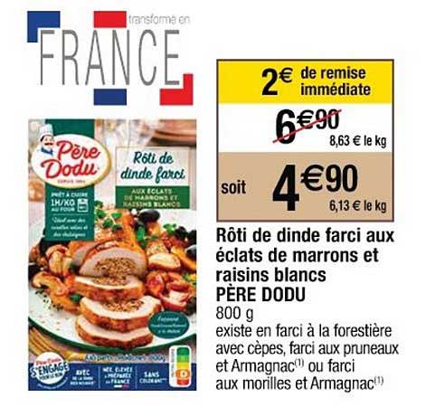 Rôti De Dinde Farci Aux éclats De Marrons Et Raisins Blancs Père Dodu