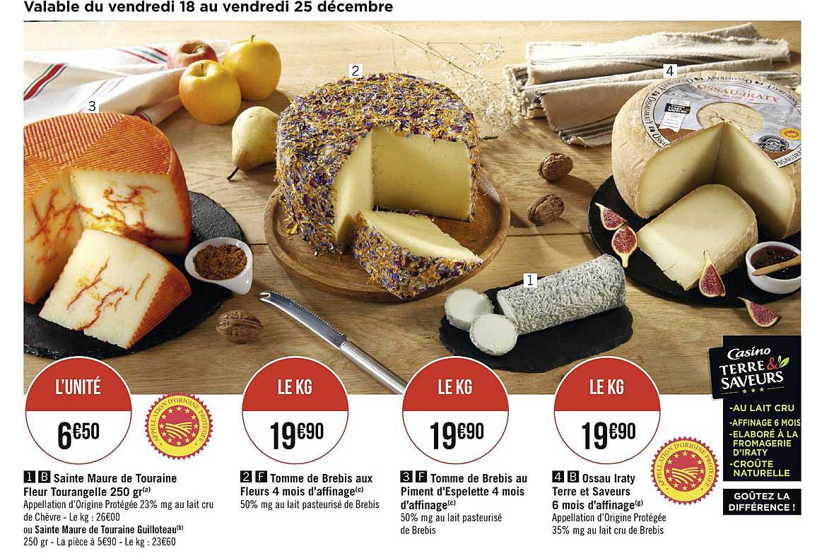 sainte maure de touraine fleur tourangelle, tomme de brebis aux fleurs, tomme de brebis au piment d'espelette, ossau iraty terre et saveurs