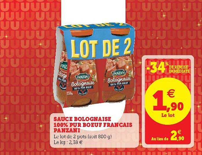 Sauce Bolognaise 100% Pur Bœuf Français Panzani