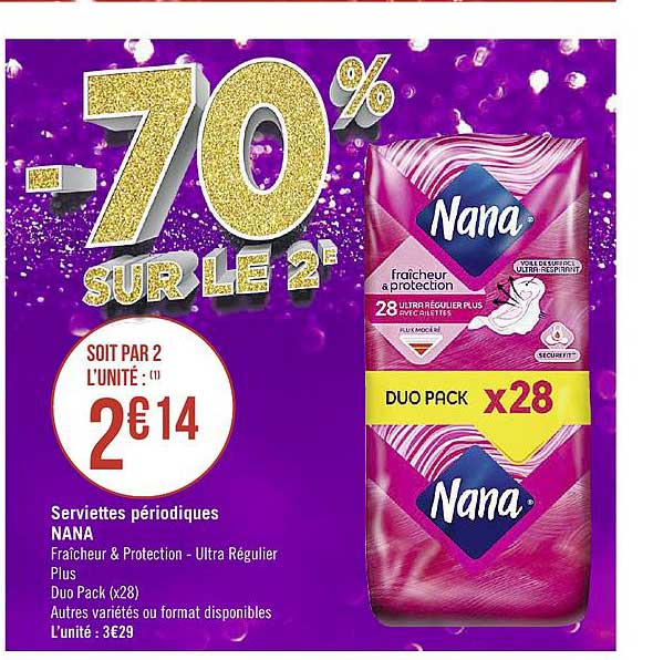 serviettes périodiques nana