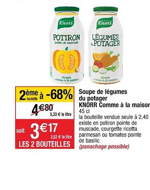 soupe de légumes du potager knorr comme à la maison 2ème à -68%