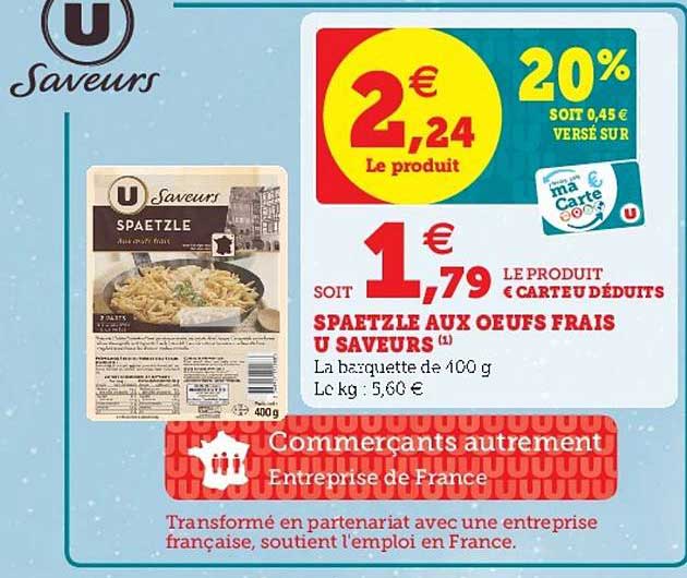 Spaetzle Aux œufs Frais U Saveurs