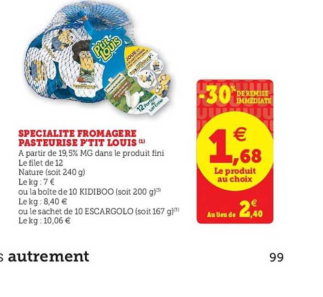 spécialité fromagère pasteurisé p'tit louis