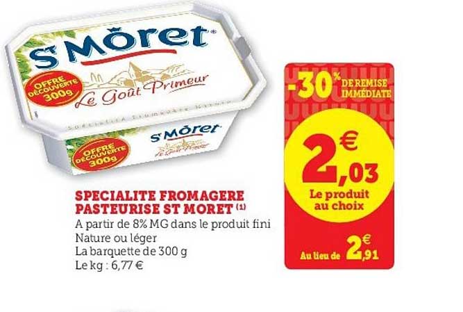 spécialité fromagère pasteurisé st moret