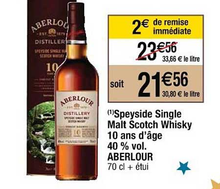 speyside single malt scotch whisky 10 ans d'âge 40% vol. aberlour