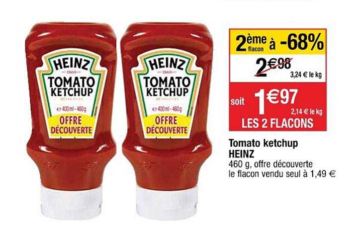 tomato ketchup heinz 2ème à -68%