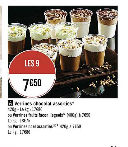 verrines chocolat assorties ou verrines fruits façon liegeois ou verrines noël assorties