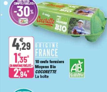 10 Oeufs Fermiers Moyens Bio Cocorette