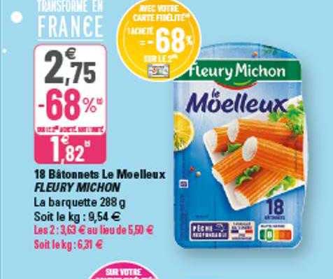 18 bâtonnets le moelleux fleury michon