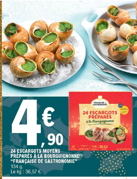 24 escargots moyens préparés à la bourguignonne "française de gastronomie"