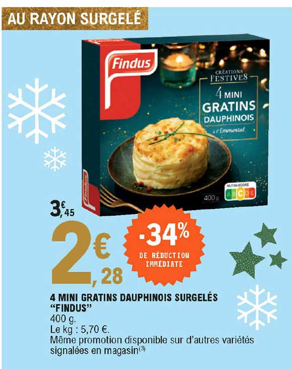 4 mini gratins dauphinois surgelés "findus"