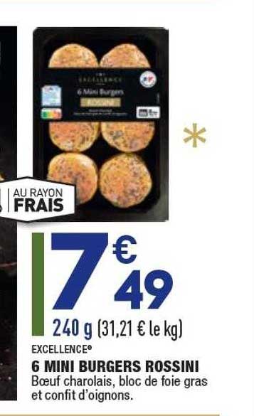 6 mini burgers rossini excellence